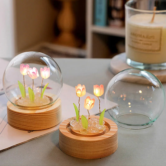 DIY Tulip Flower Mood Light With Glass Cover